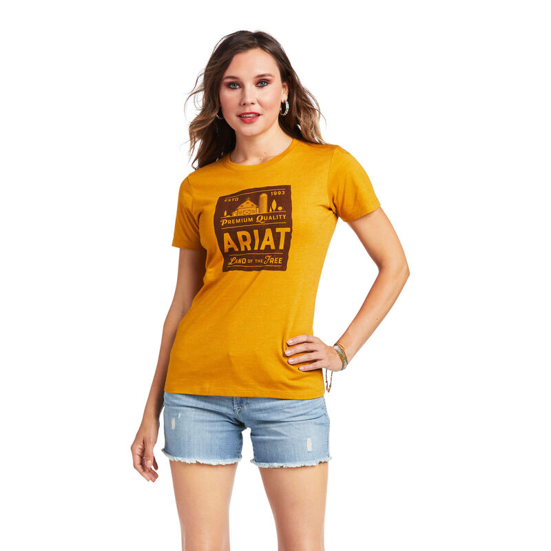 Camisetas Ariat Farmland Amarillo Mujer - Chile 071-SWTKZL